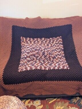 Handmade Crochet Granny‎ Square Afghan Throw Blanket Boho Cottagecore 66" x 66"